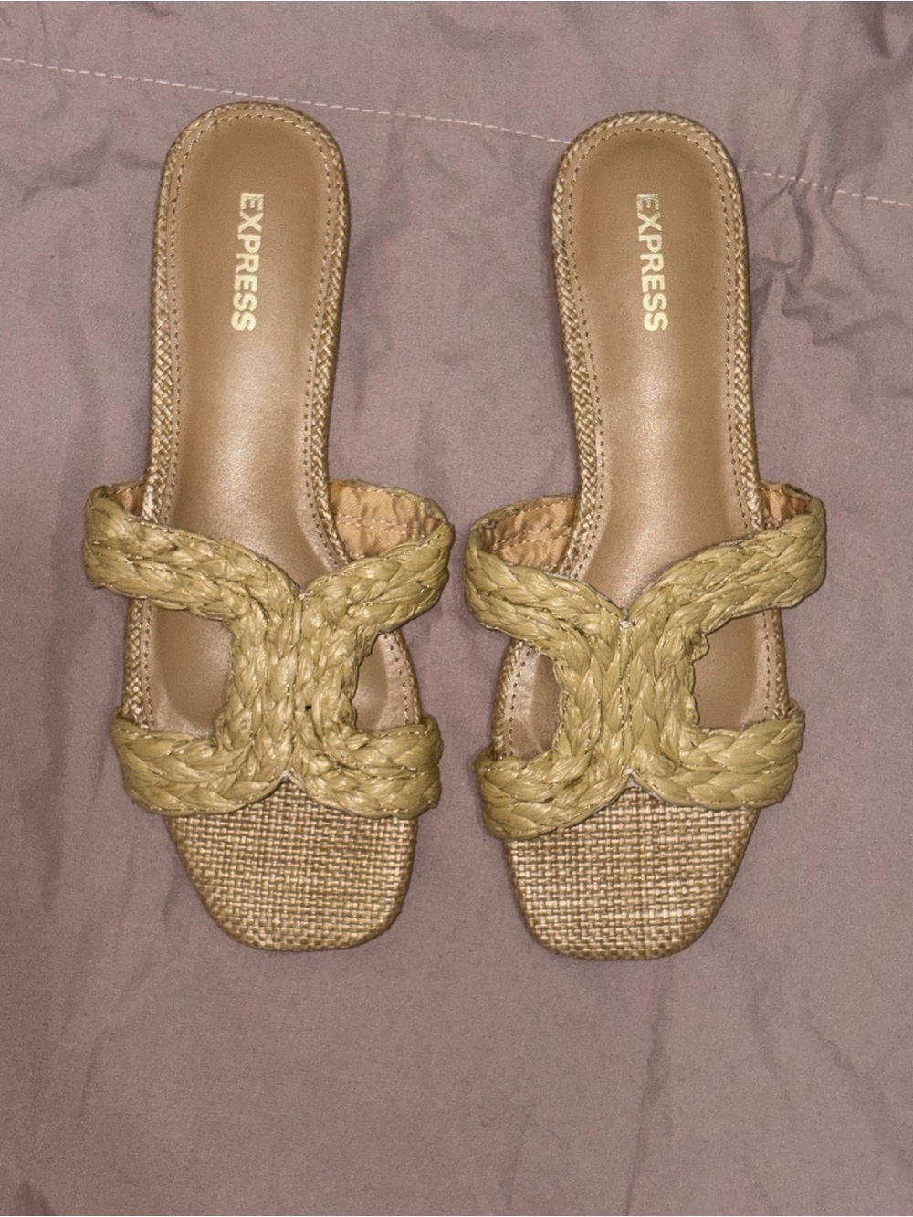 Express Braided Tan Slide Mules